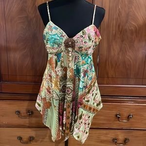 Sue Wong satin & beaded top, Large